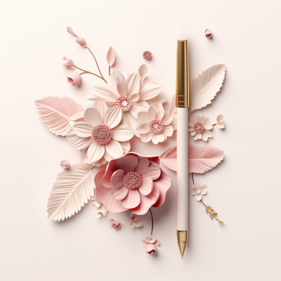 black_edition_verlag_papercraft_style_ink_pen_and_flowers_from__8ff82ba3-5aa0-47d9-96e9-8e518a7802a4